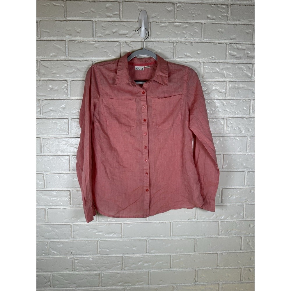 Cato Size‎ S Lightweight Button Front Blouse Pink Long Sleeve Coastal Grandma
